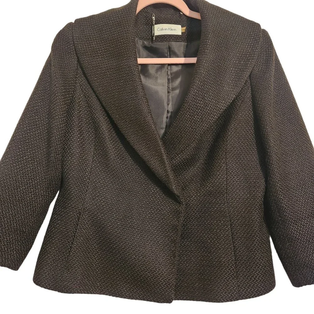 Calvin Klein Lined Black Jacket Size 12 - Picture 6 of 10